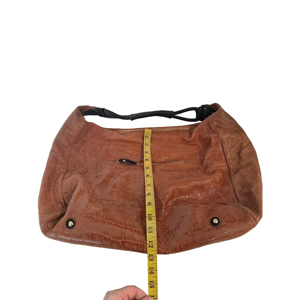 Lola Bernard Modena Rust Croc Embossed Leather Purse Shoulder Bag Handbag‎